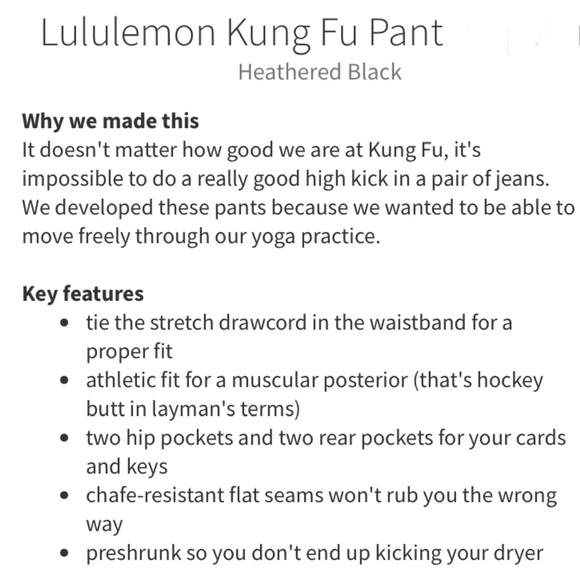 LULULEMON Athletica Heathered Black Kung Fu Men’s Pants Size XL Tall - Picture 16 of 16